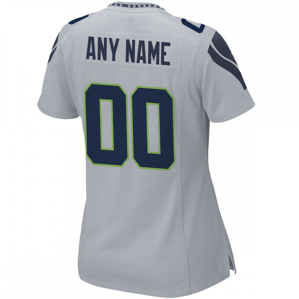 Seattle Seahawks Nike Women's Alternate Custom Game Jersey - Gray-GridironStore